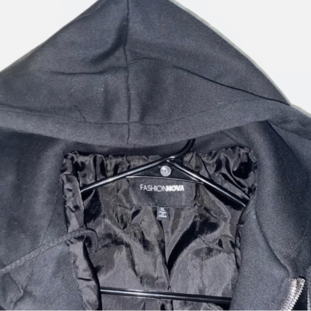 Fashion Nova, leather jacket with hoodie - Picture 2 of 3